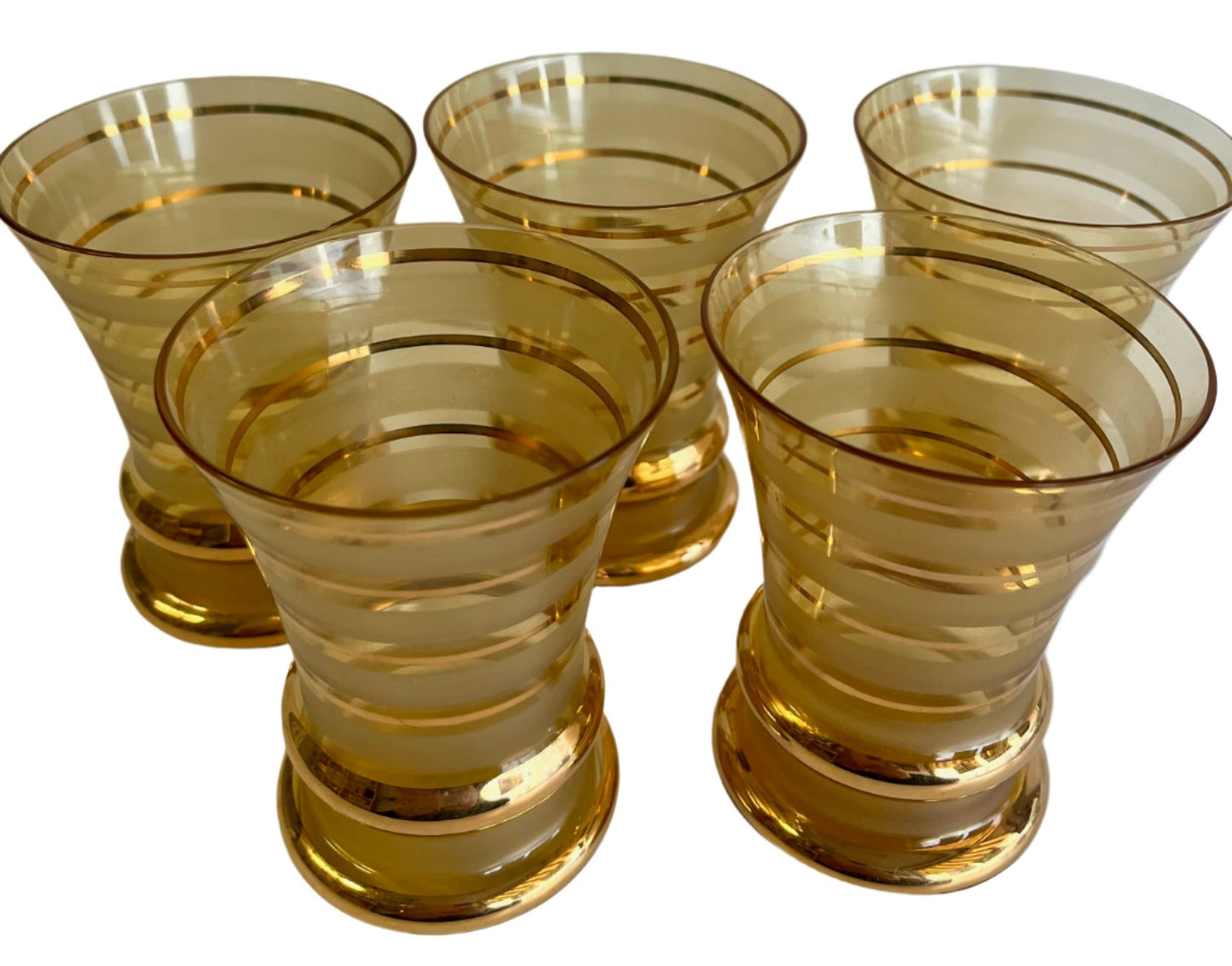 Czechoslovakian Amber and Gold Frosted Glasses