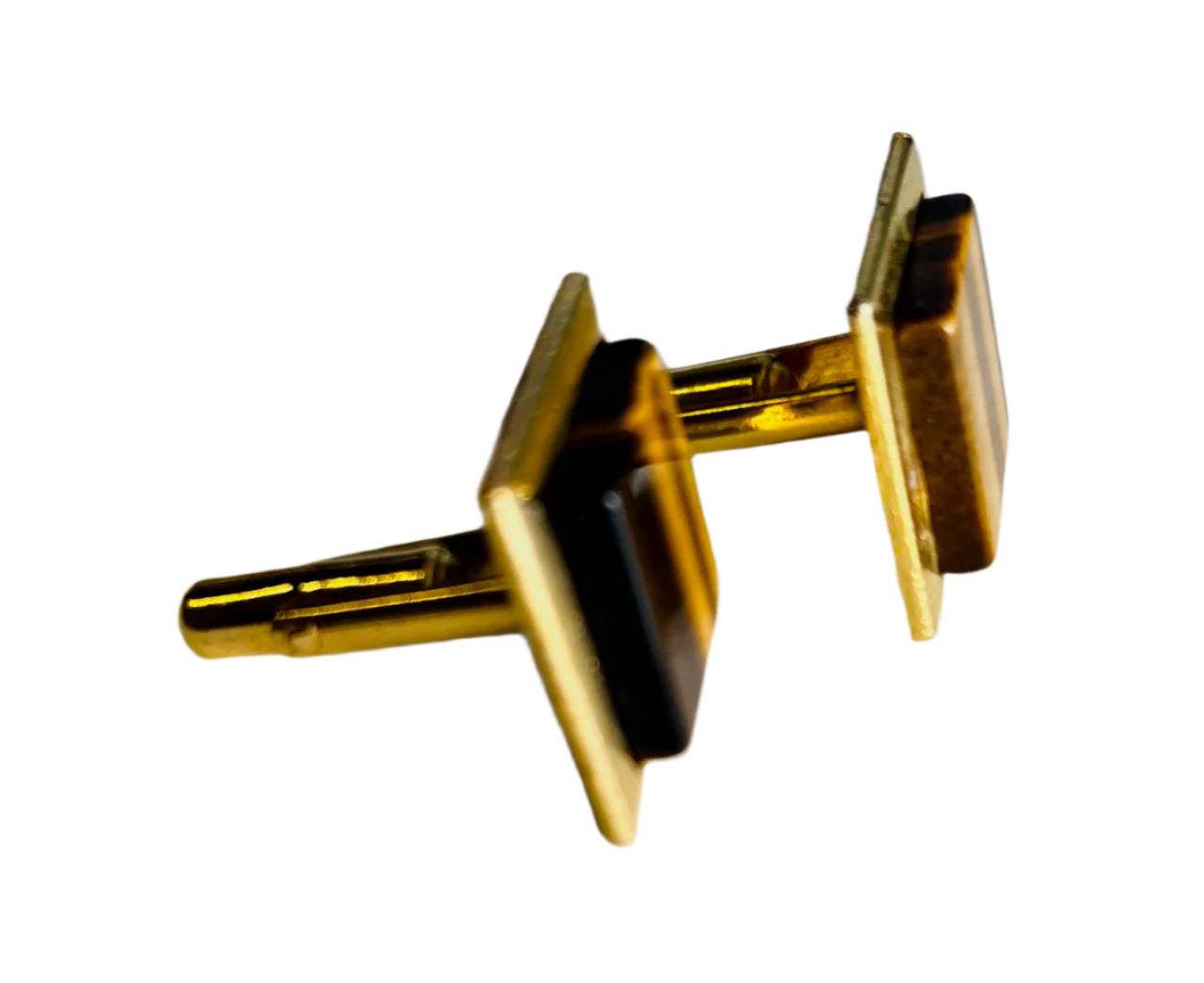 Vintage 70s Tigers Eye Stone Cufflinks