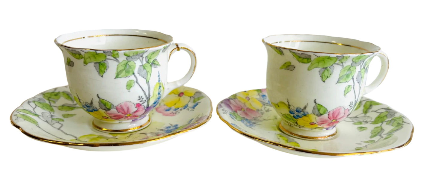 Foley Bone China Hollyhock Cup And Saucer
