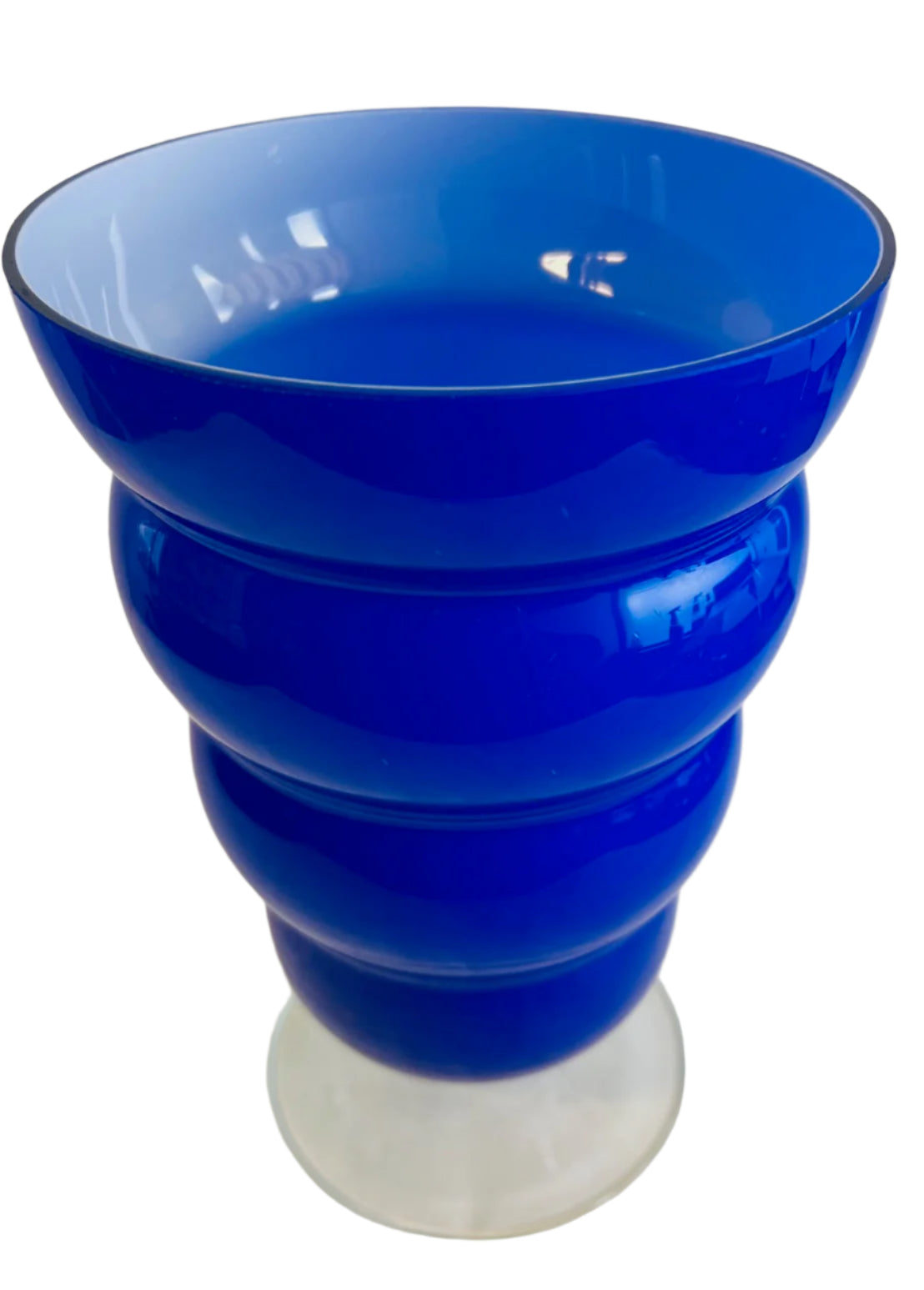 Cobalt Blue Ribbed Stem Vase