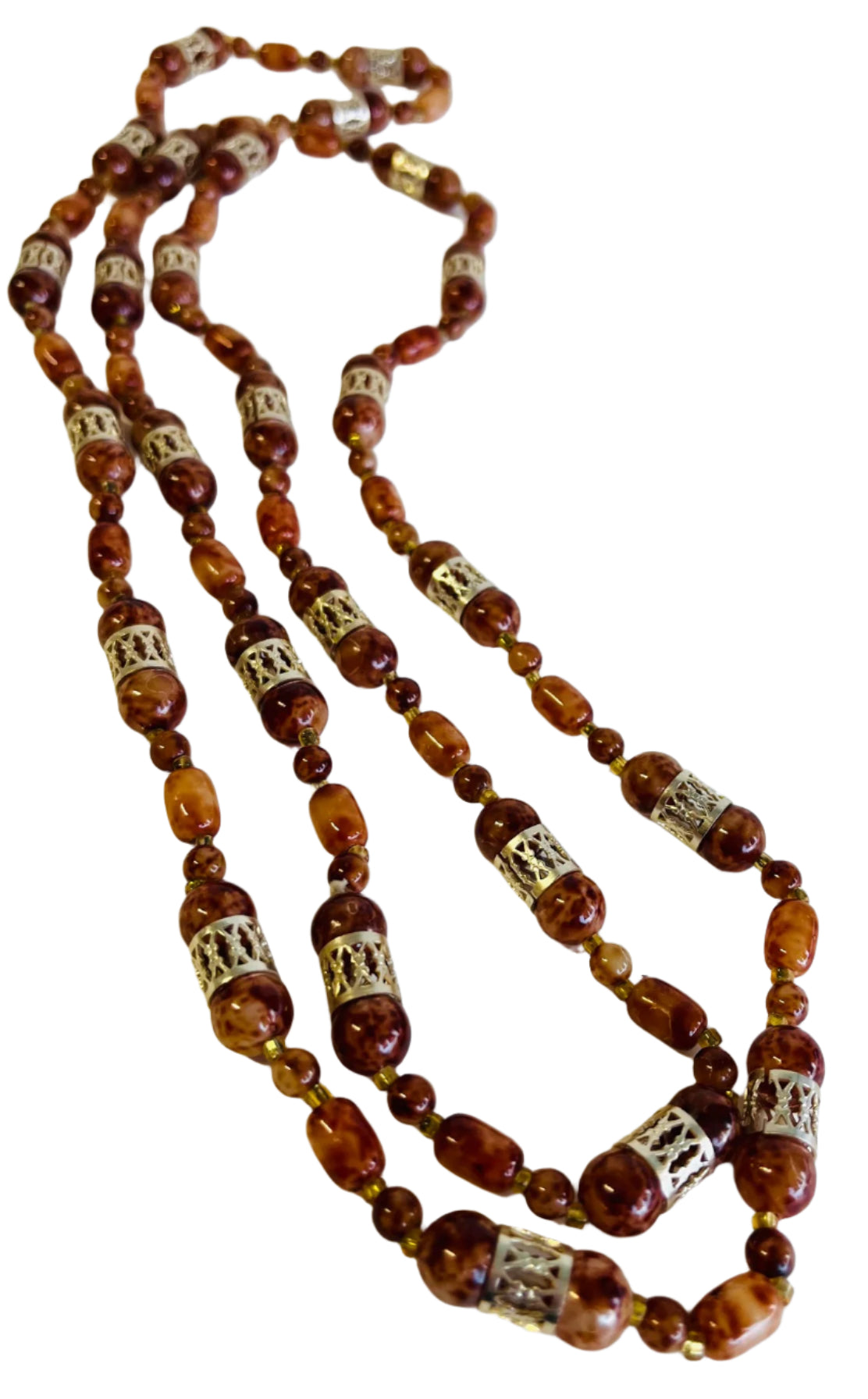 Lovely Vintage Amber And Gold Filgree Necklace.