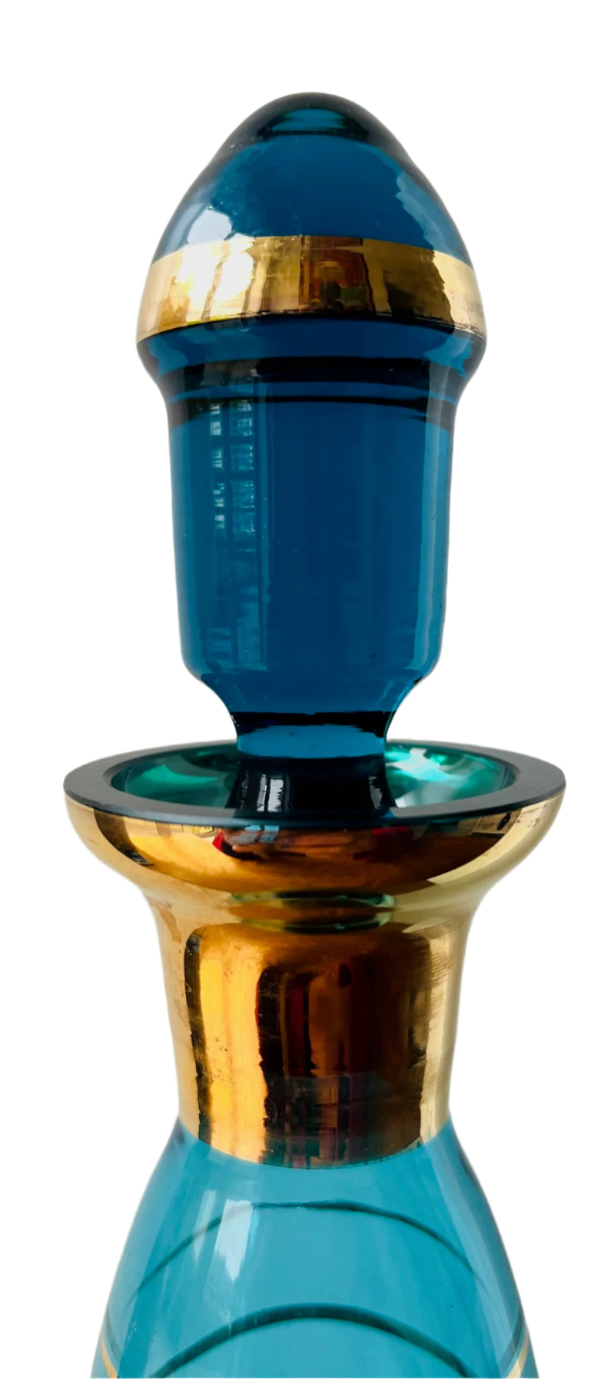 Blue And Gold Bohemia Crystal Decanter