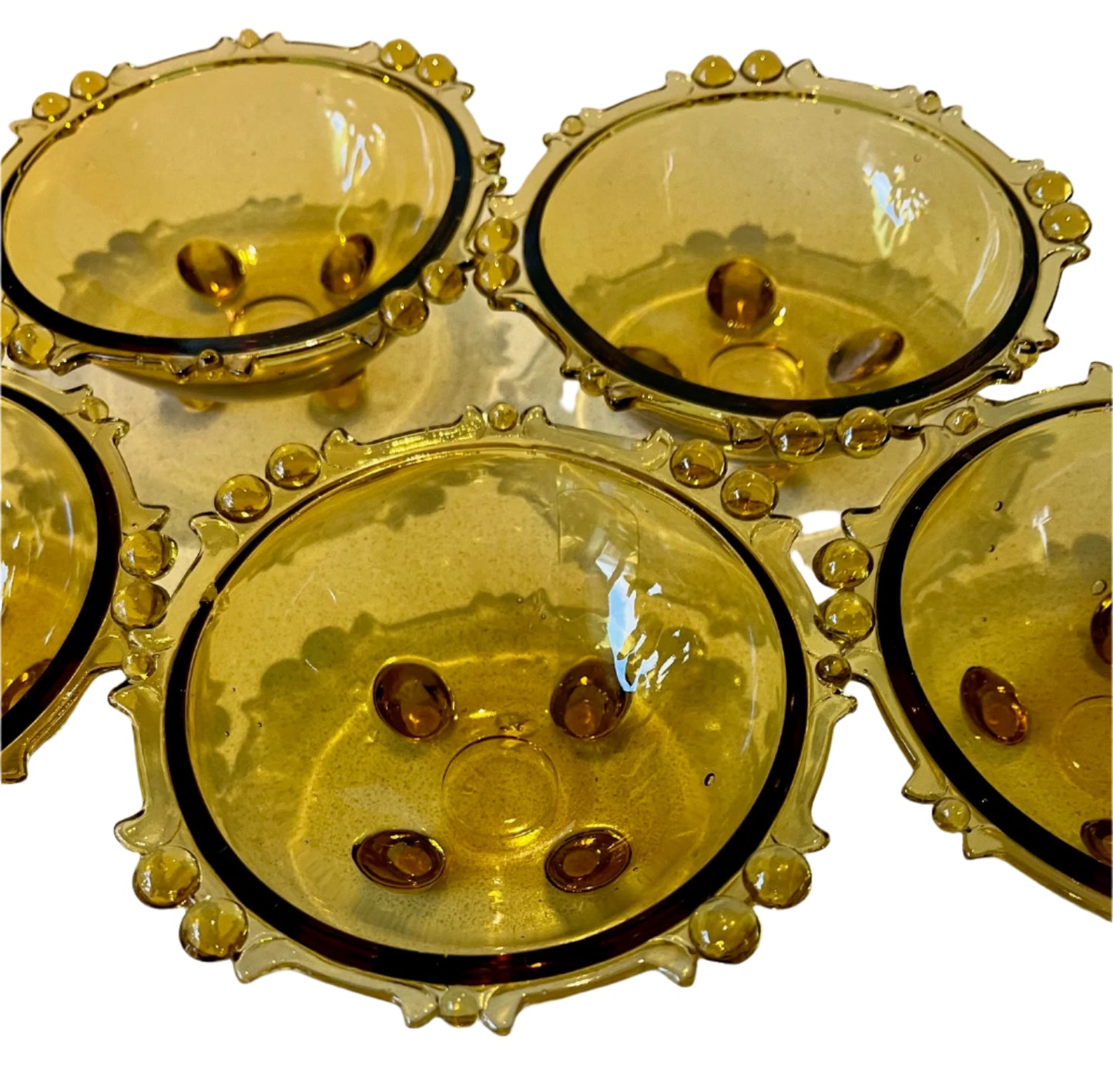 Sowerby Art Deco Amber Glass Bowls