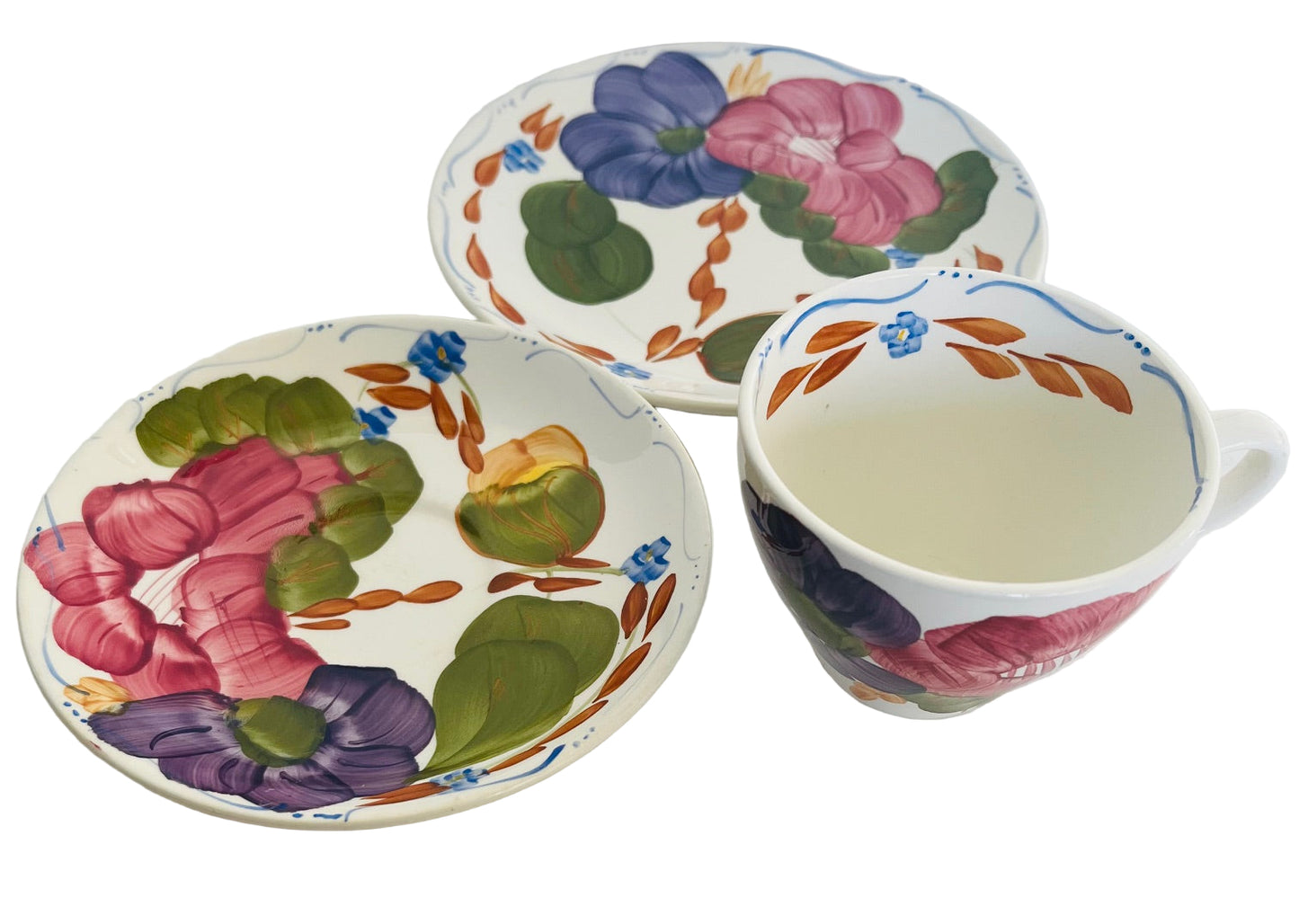 Crown Lynn Fleurette Cup And Saucer Trio