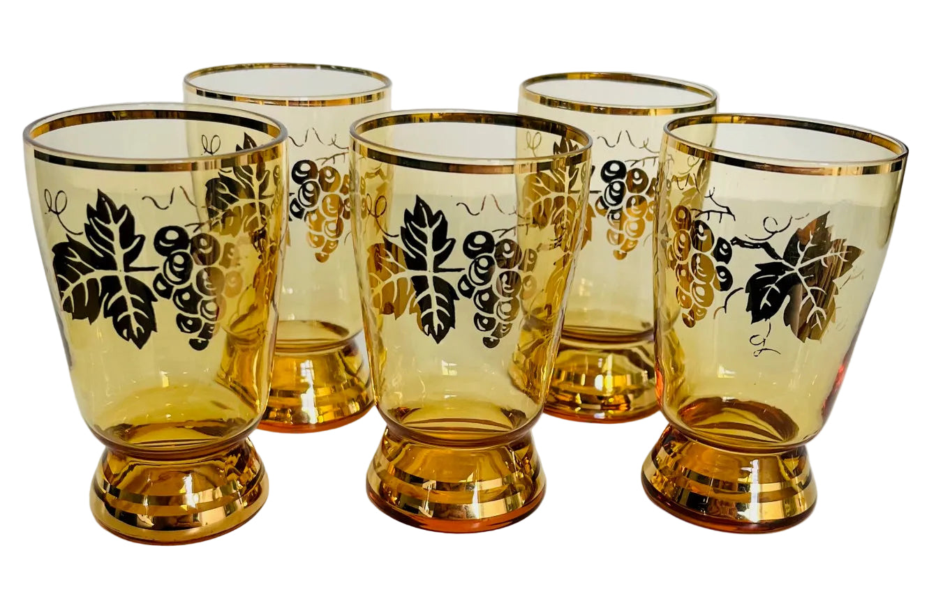Set Of 5 Amber Shot Glasses