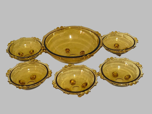 Sowerby Art Deco Amber Glass Bowls