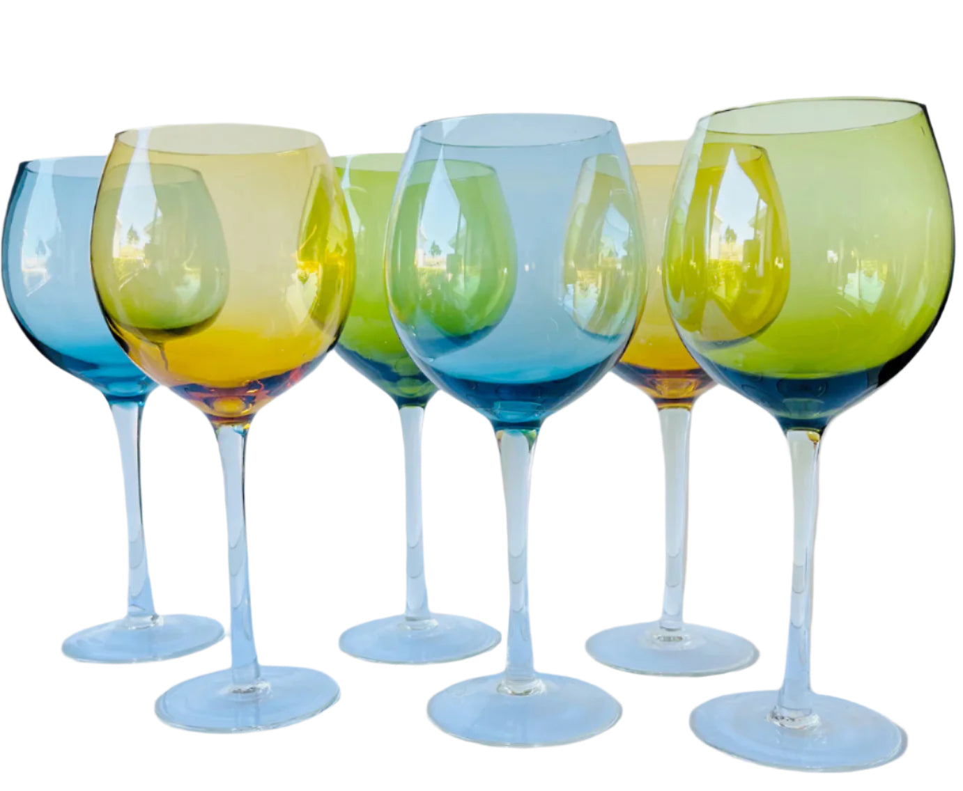 Multicolour Balloon Crystal Wine Glasses