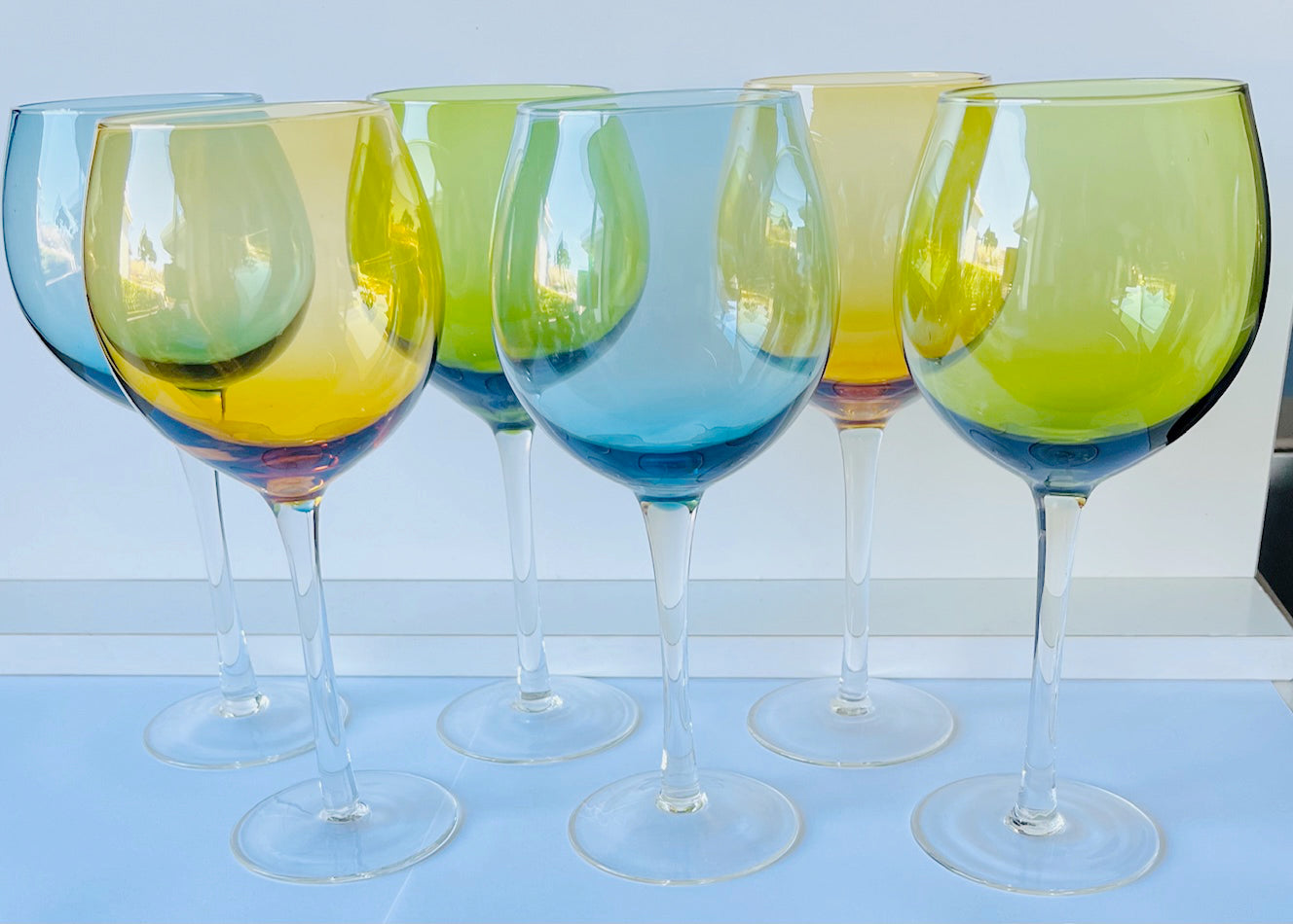 Multicolour Balloon Crystal Wine Glasses