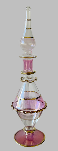 Hand-Blown Pink And Gold Glass Perfume Bottle