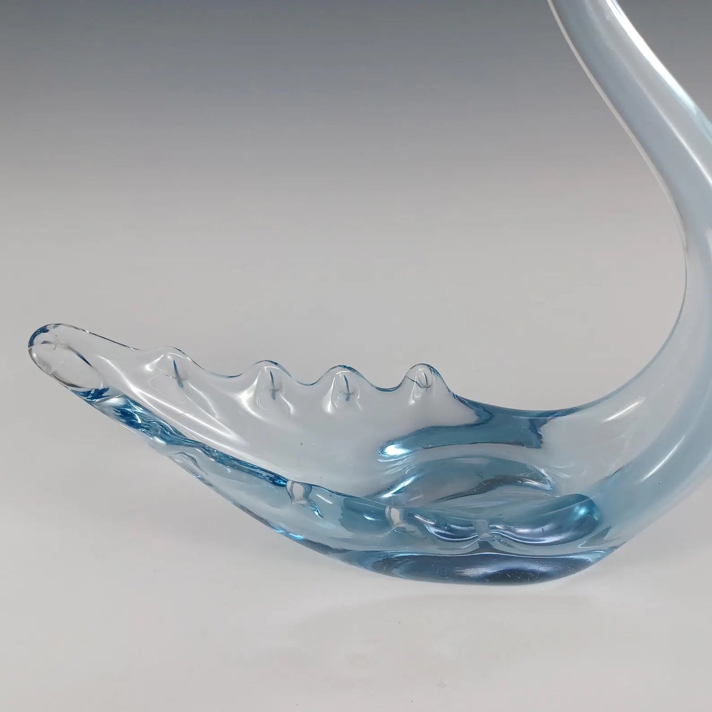 Whitefriars Sapphire Blue Glass Swan Bowl Figurine