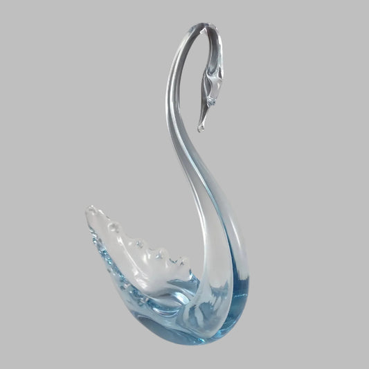 Whitefriars Sapphire Blue Glass Swan Bowl Figurine