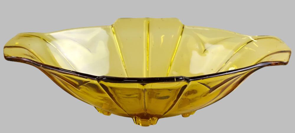 Amber Glass Art Deco Bowl