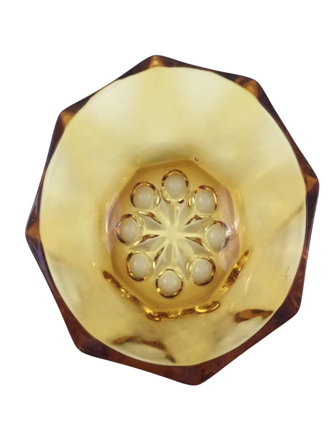 Amber Hexagonal Glass Serving Bowl