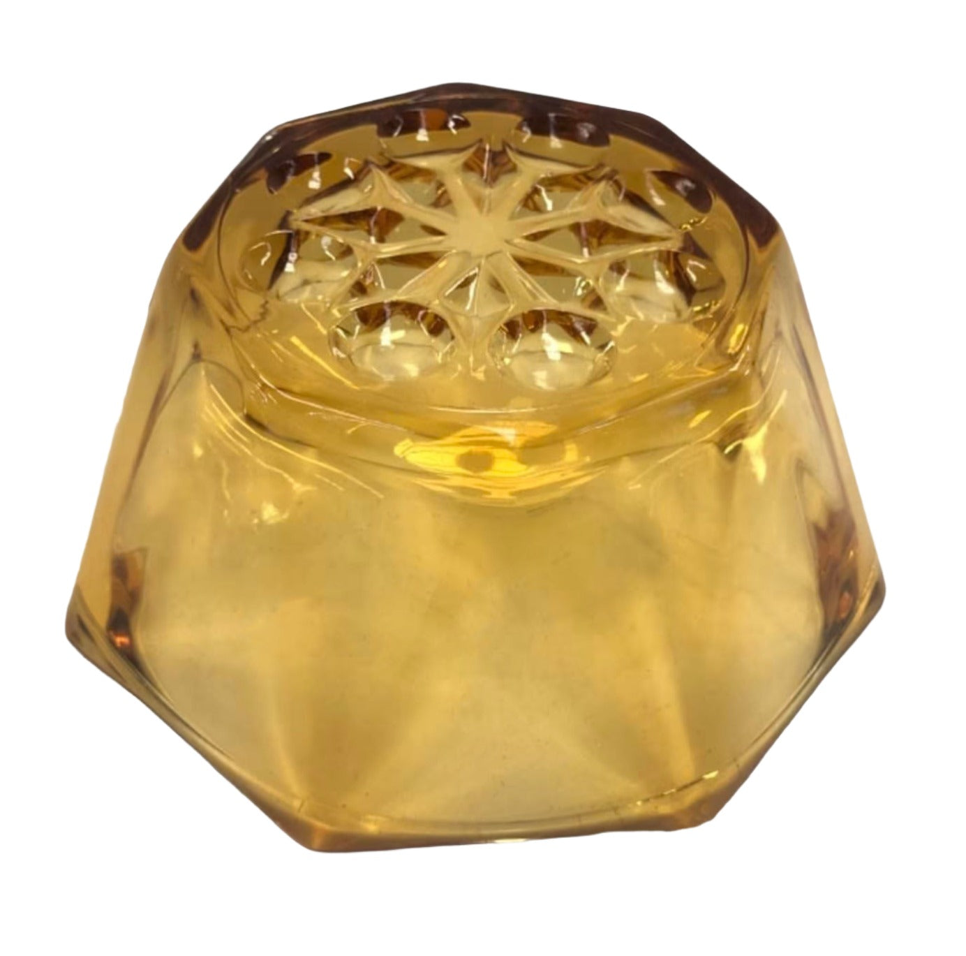 Amber Hexagonal Glass Serving Bowl