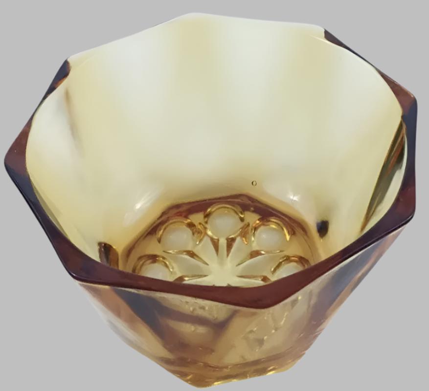 Amber Hexagonal Glass Serving Bowl