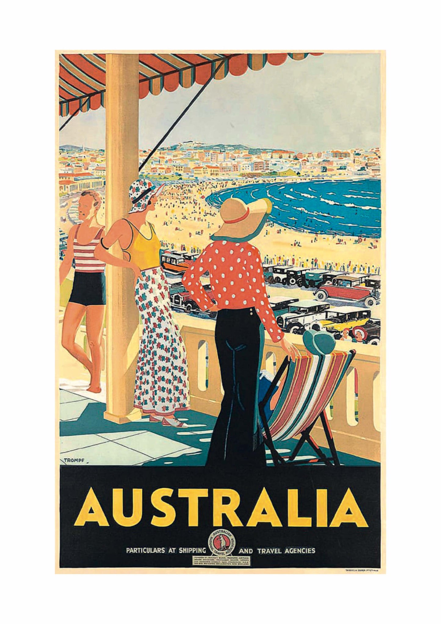 Vintage Travel Poster – Bondi Beach, Australia