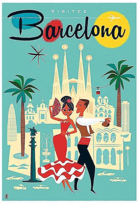 Vintage Travel Poster – Barcelona