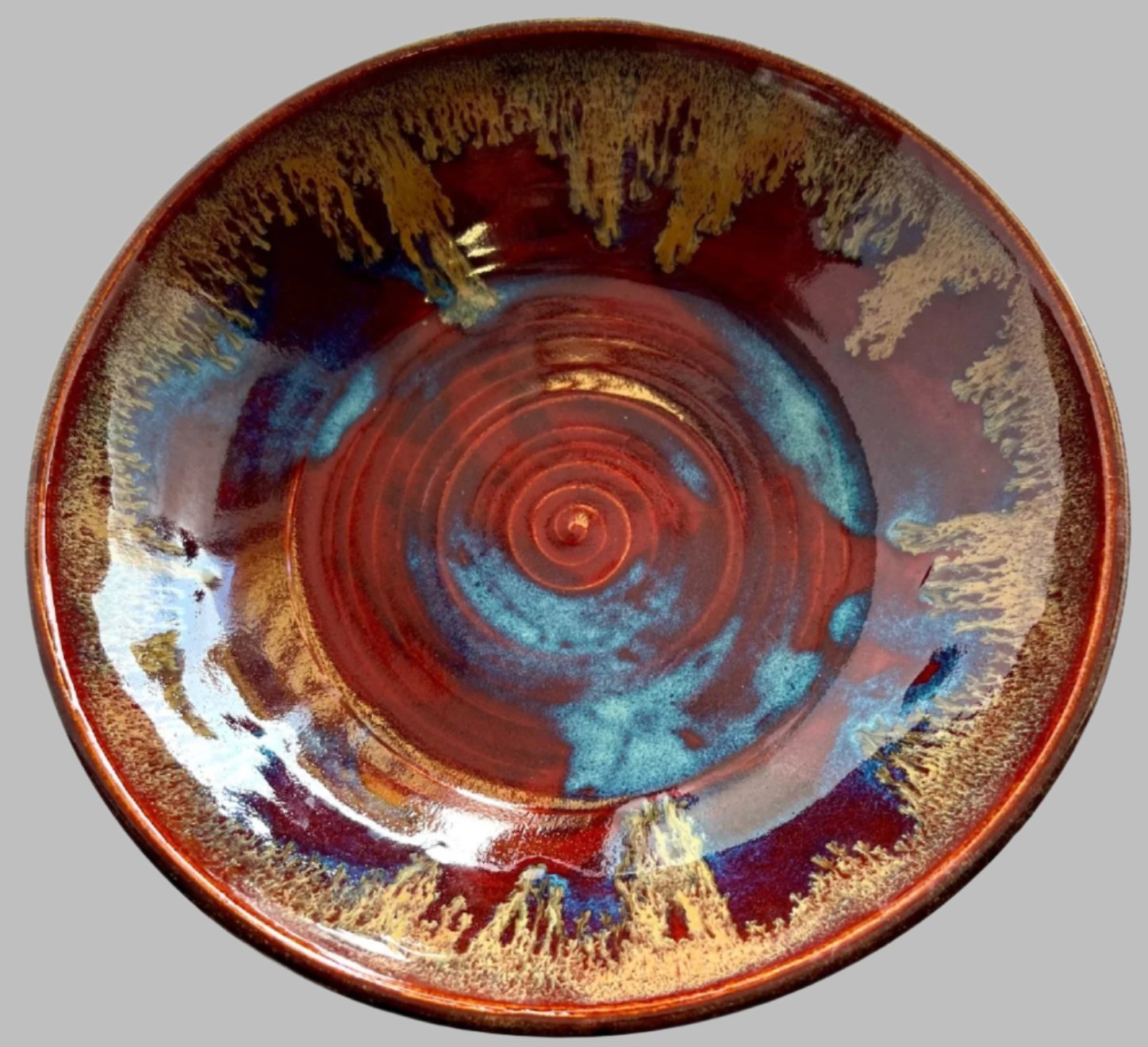 Pottery Drip Glaze Centrepiece Bowl