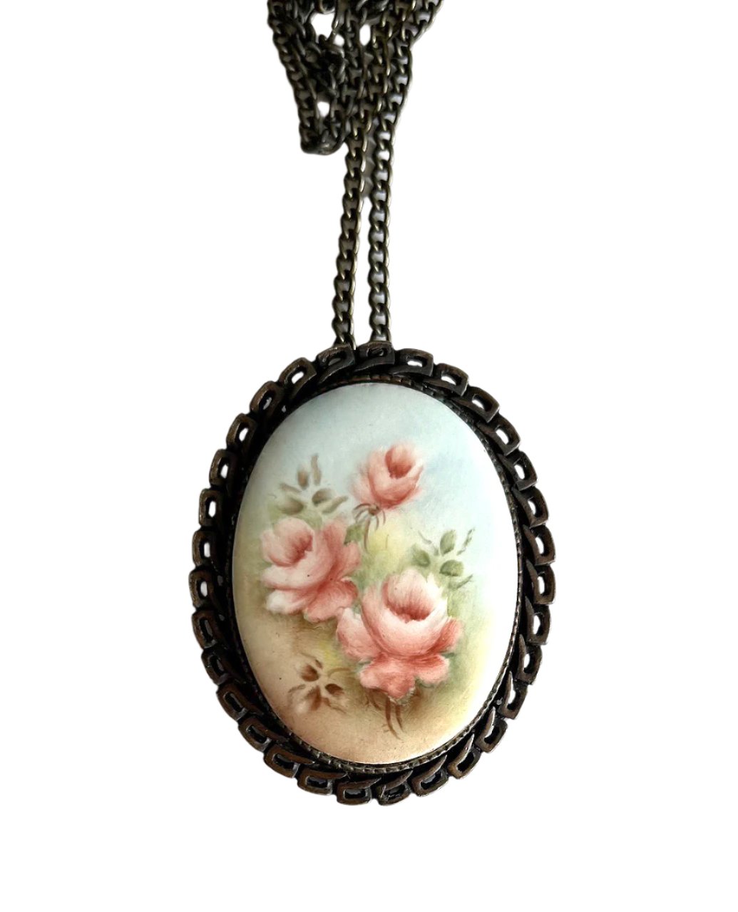 Vintage Rose Cameo Necklace