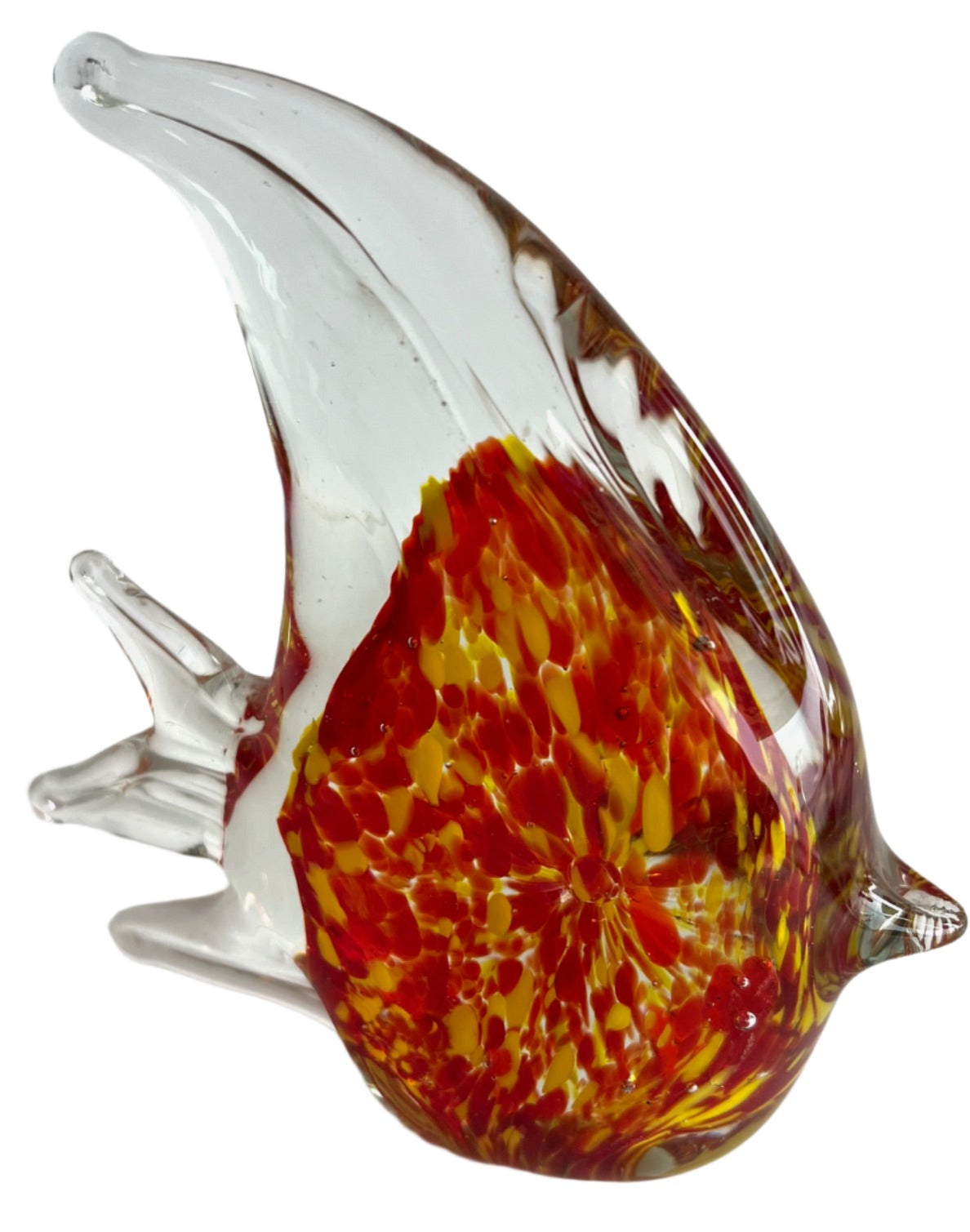 Murano-Style Blown Glass Red & White Angel Fish