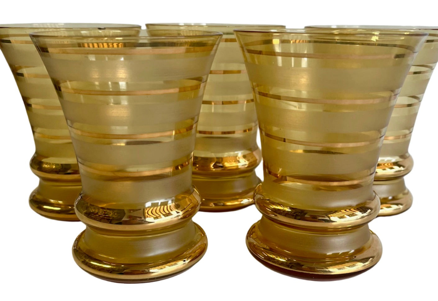 Czechoslovakian  Amber and Gold Frosted Glasses