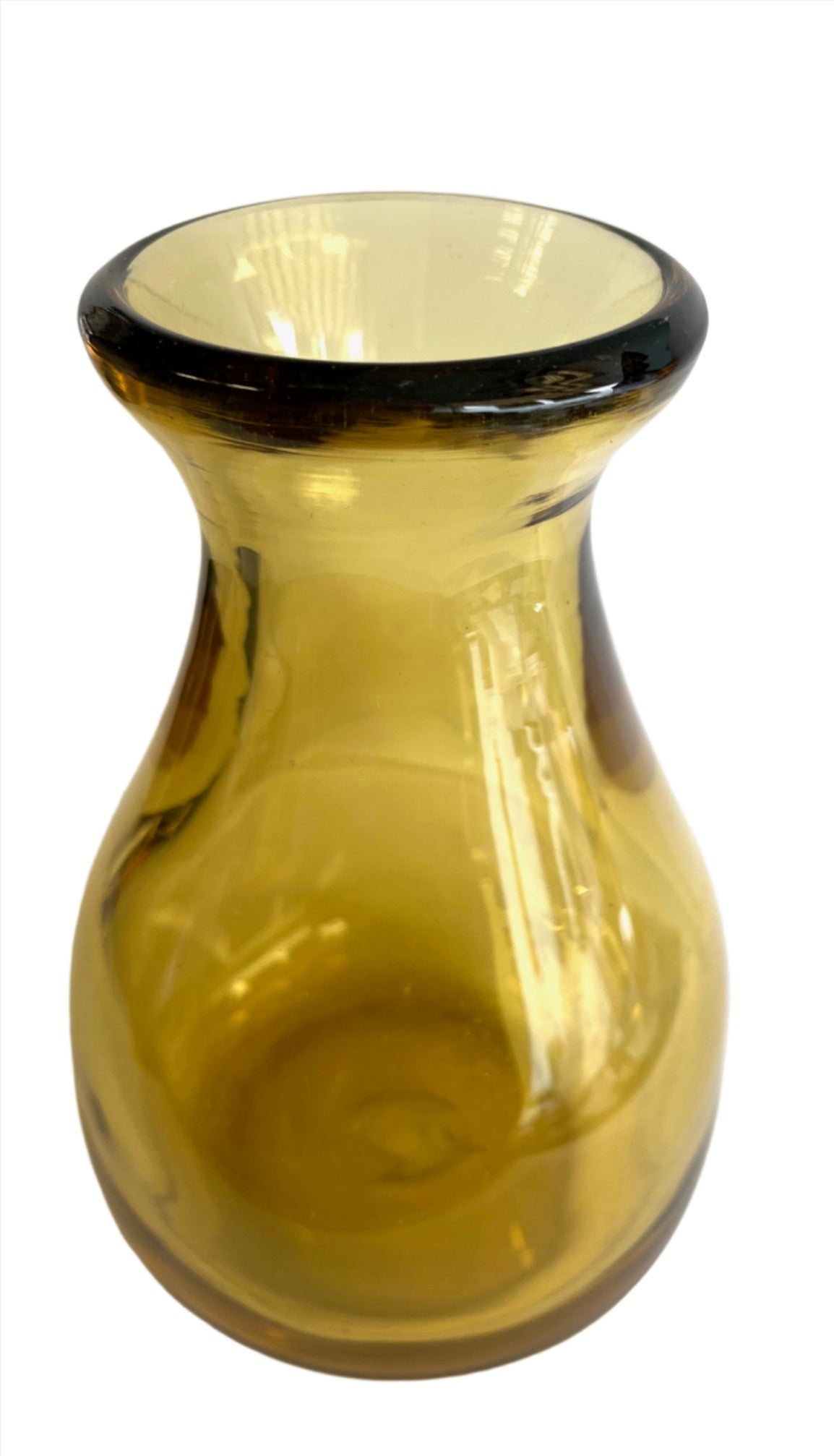 Bulbous Shaped Amber Art Glass Vase