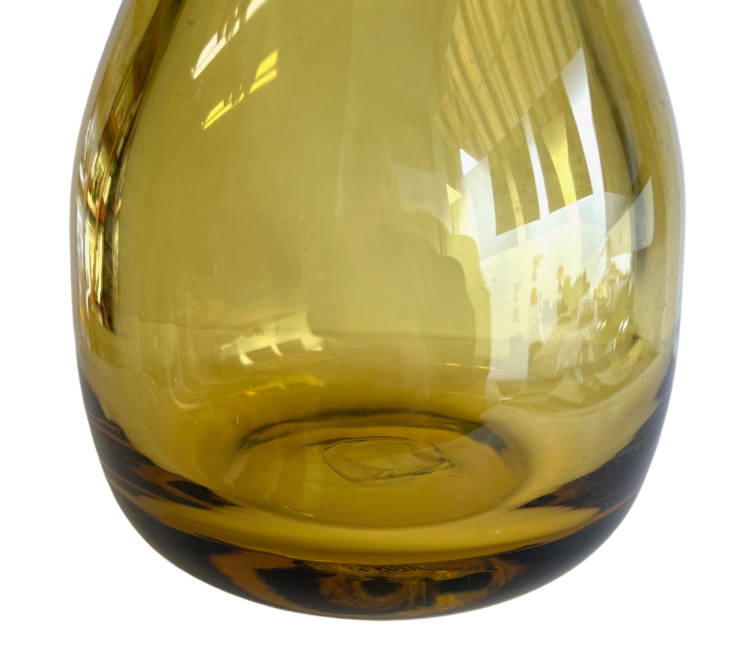 Bulbous Shaped Amber Art Glass Vase