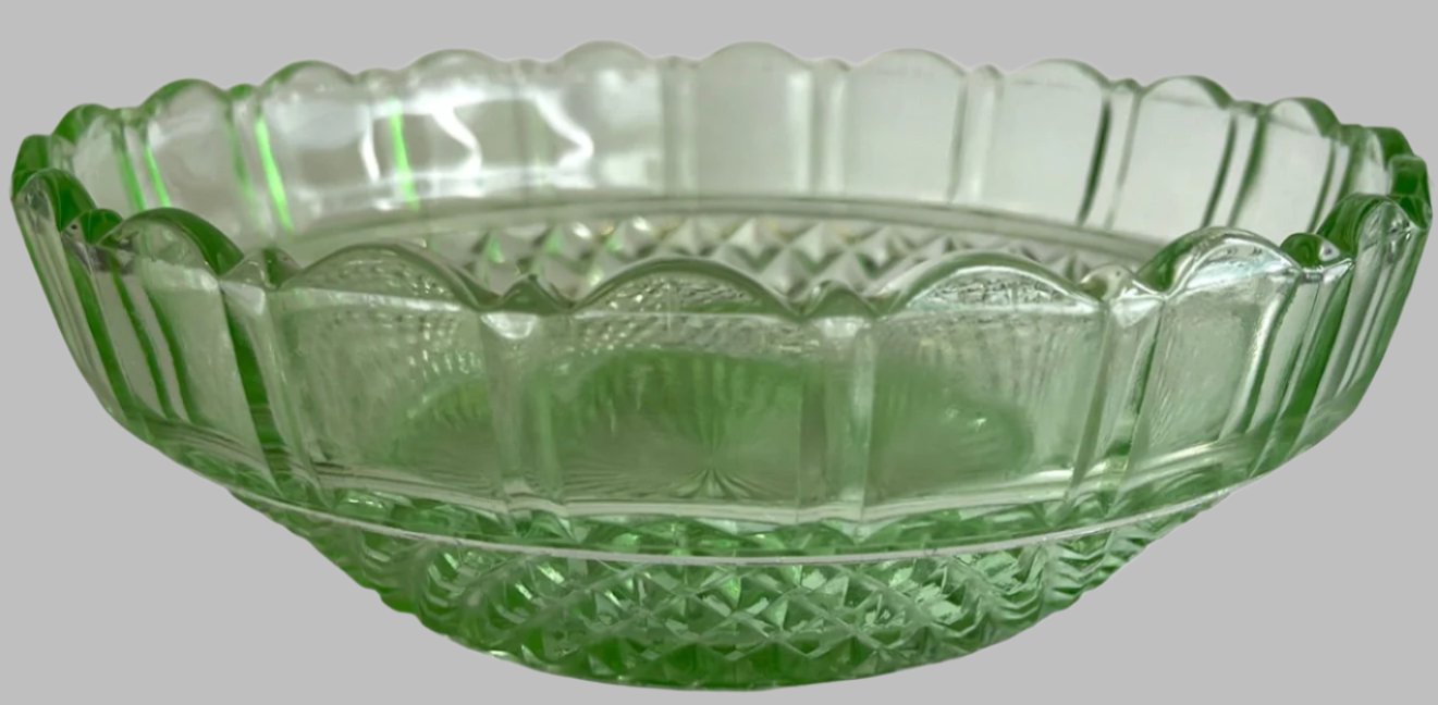 Green Depression Glass Bowl