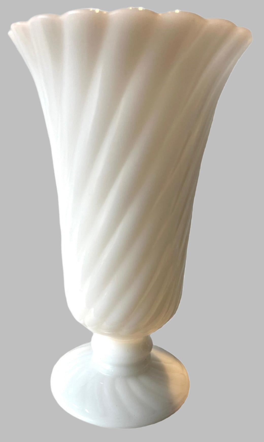 Milk Glass Swirl Vase