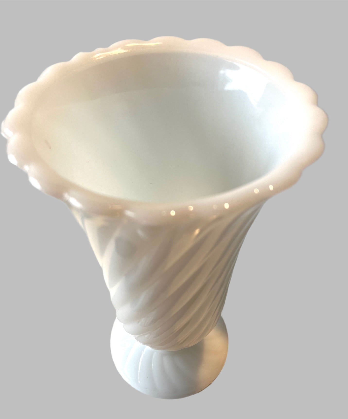 Milk Glass Swirl Vase