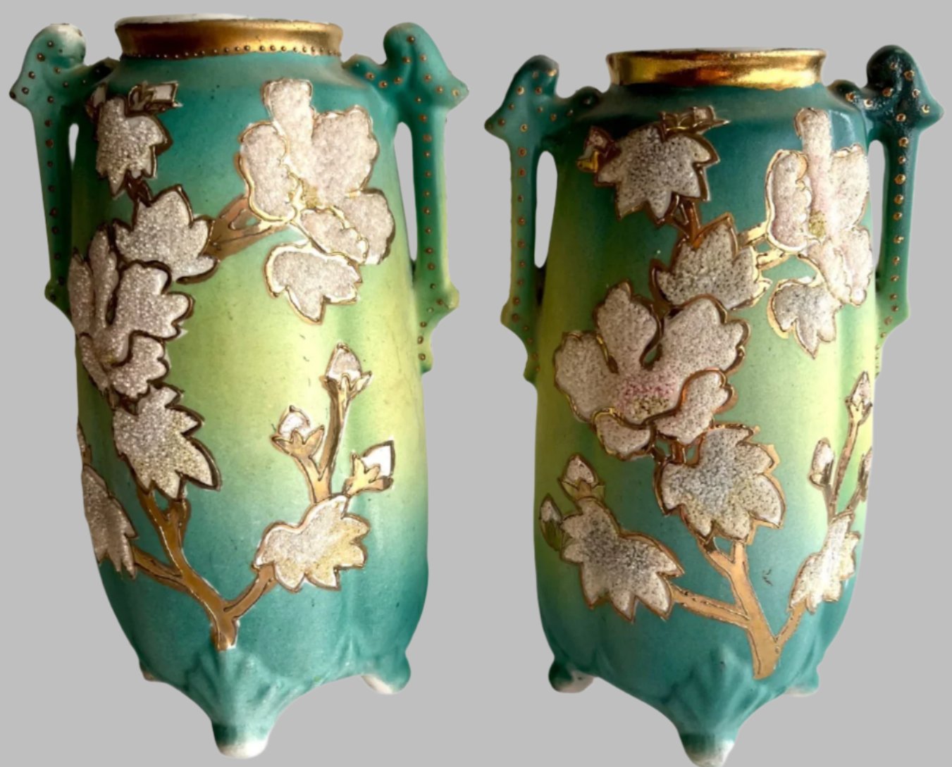 Nippon Coralene Vases