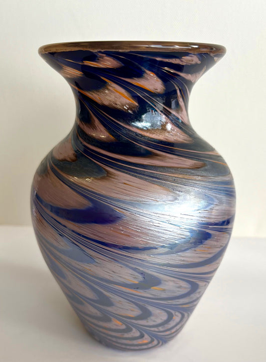 Amethyst and Lilac Swirl Art Glass Vase