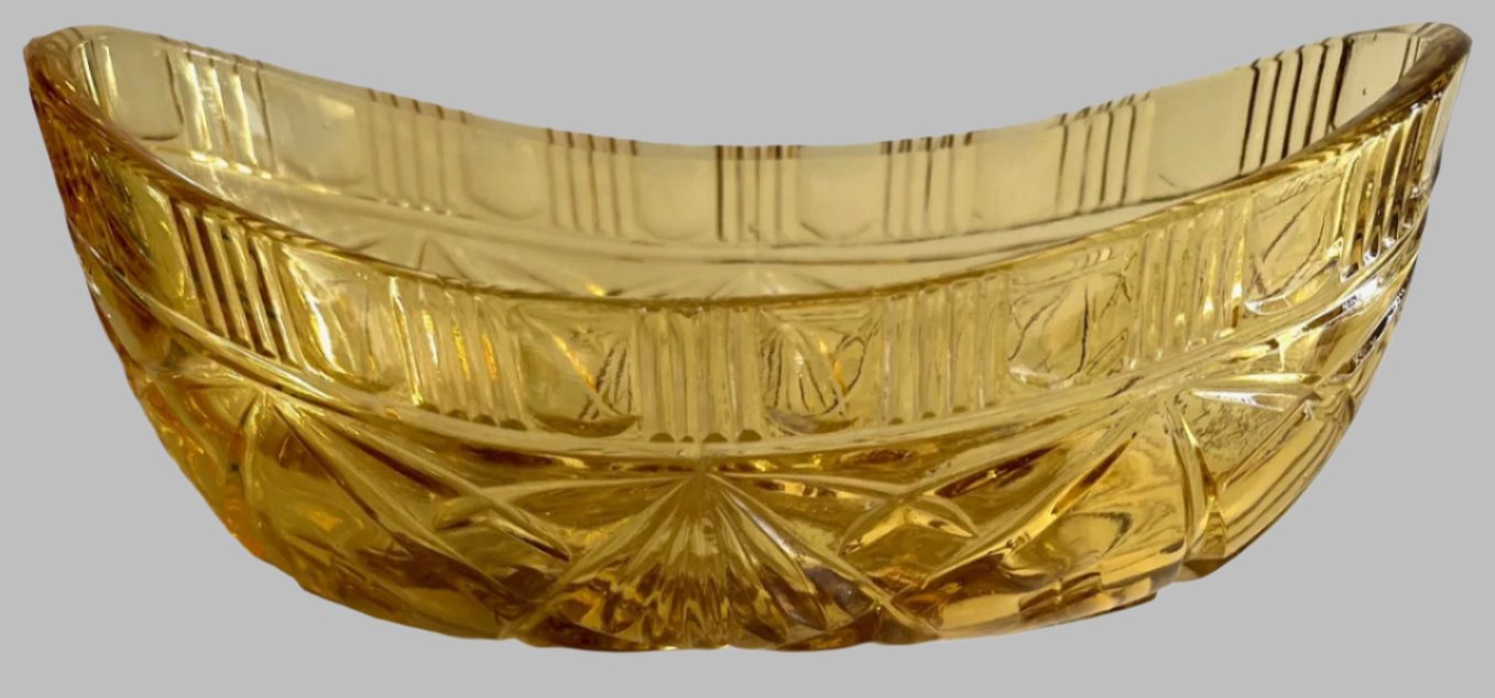 Sowerby Amber Glass Boat Bowl