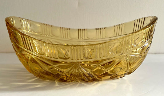 Sowerby Amber Glass Boat Bowl