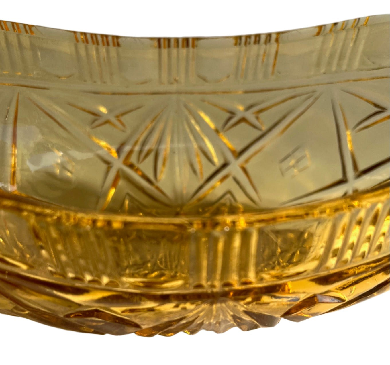 Sowerby Amber Glass Boat Bowl