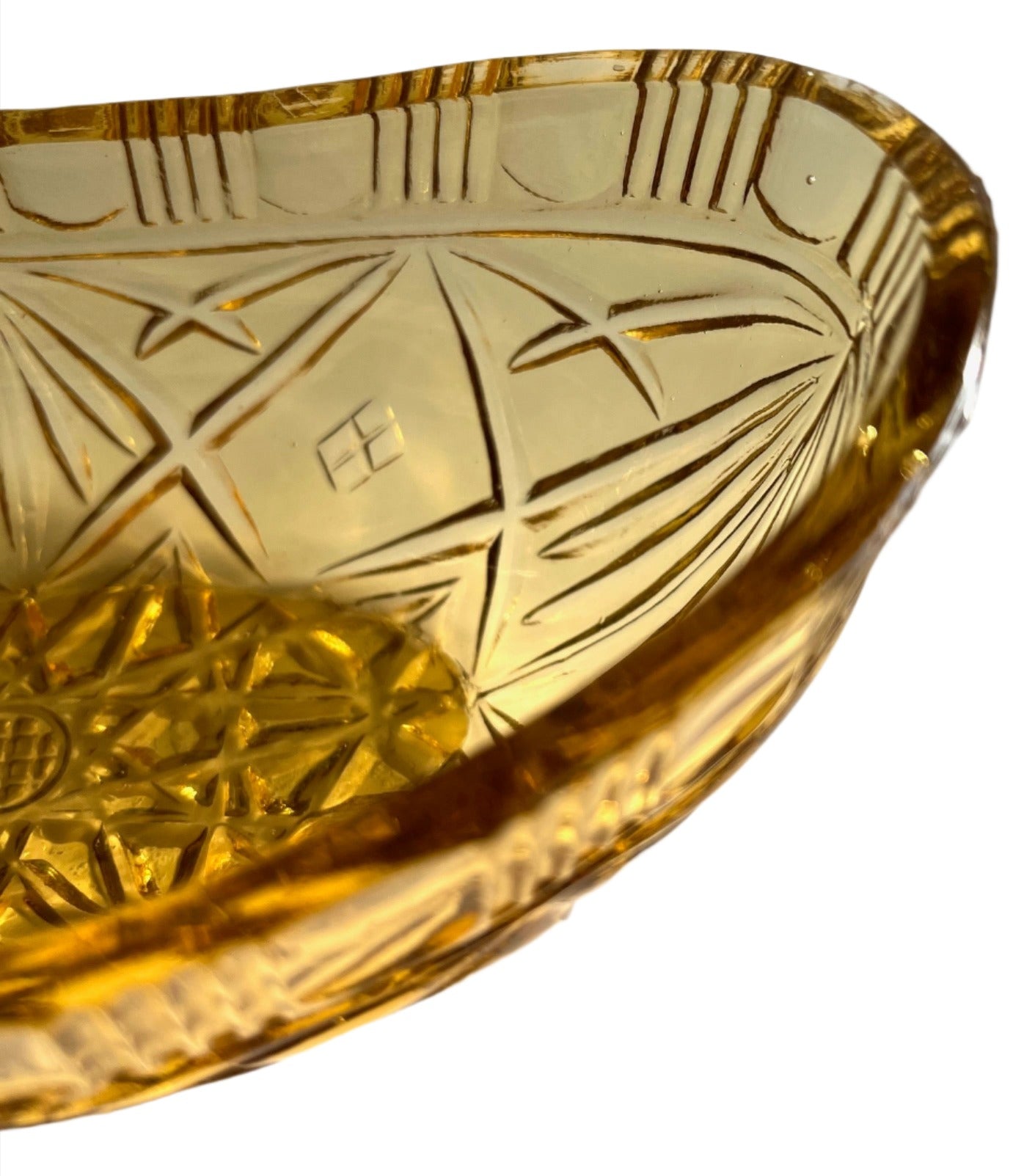 Sowerby Amber Glass Boat Bowl