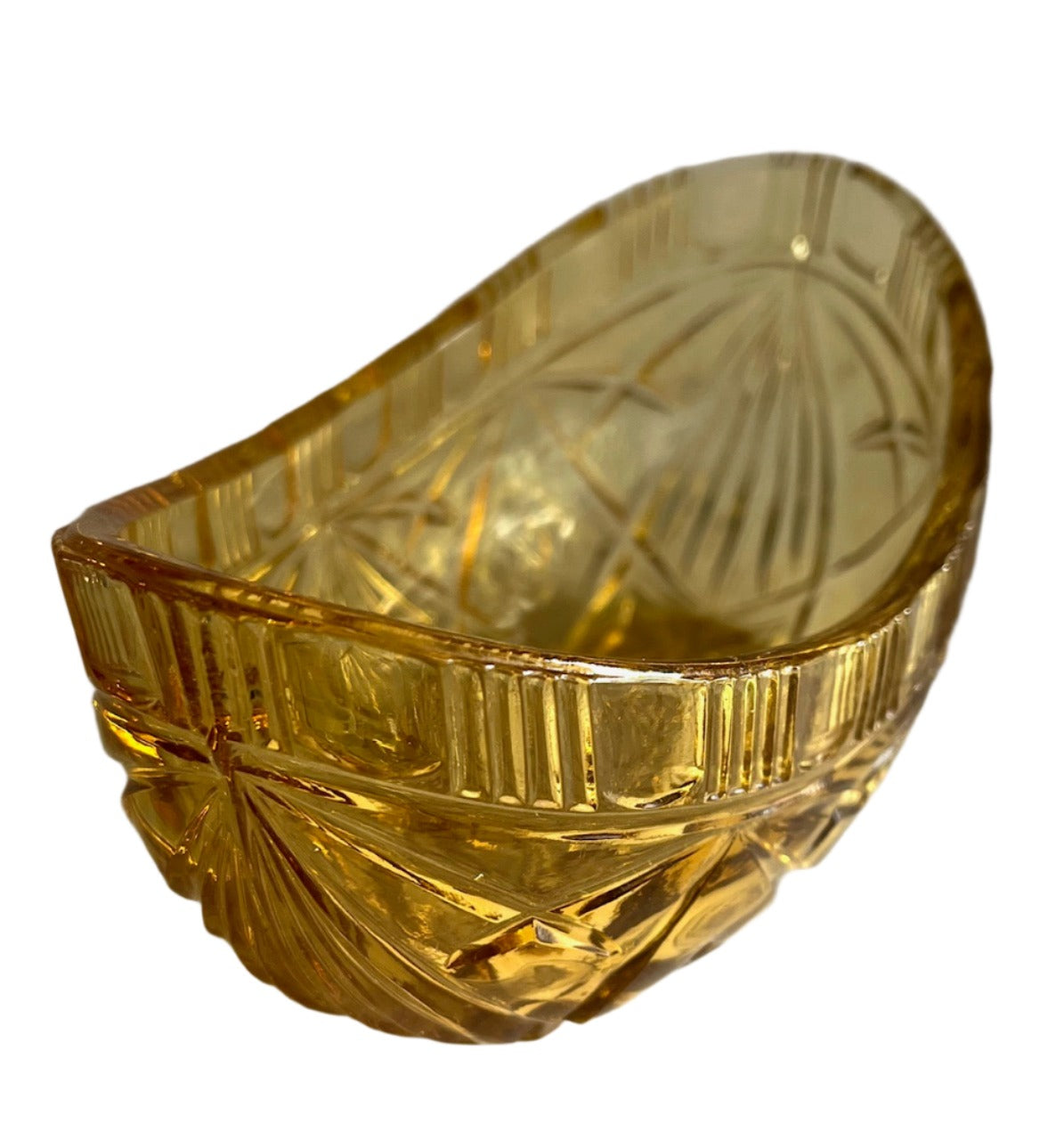 Sowerby Amber Glass Boat Bowl