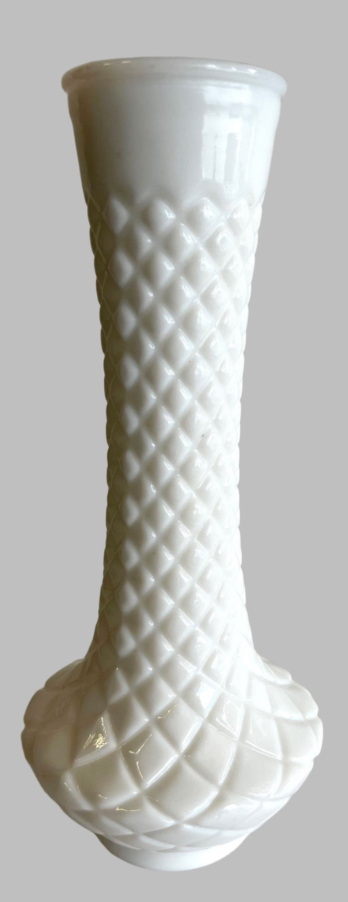 Randall Vintage White Milk Glass Quilted Diamond Flower Bud