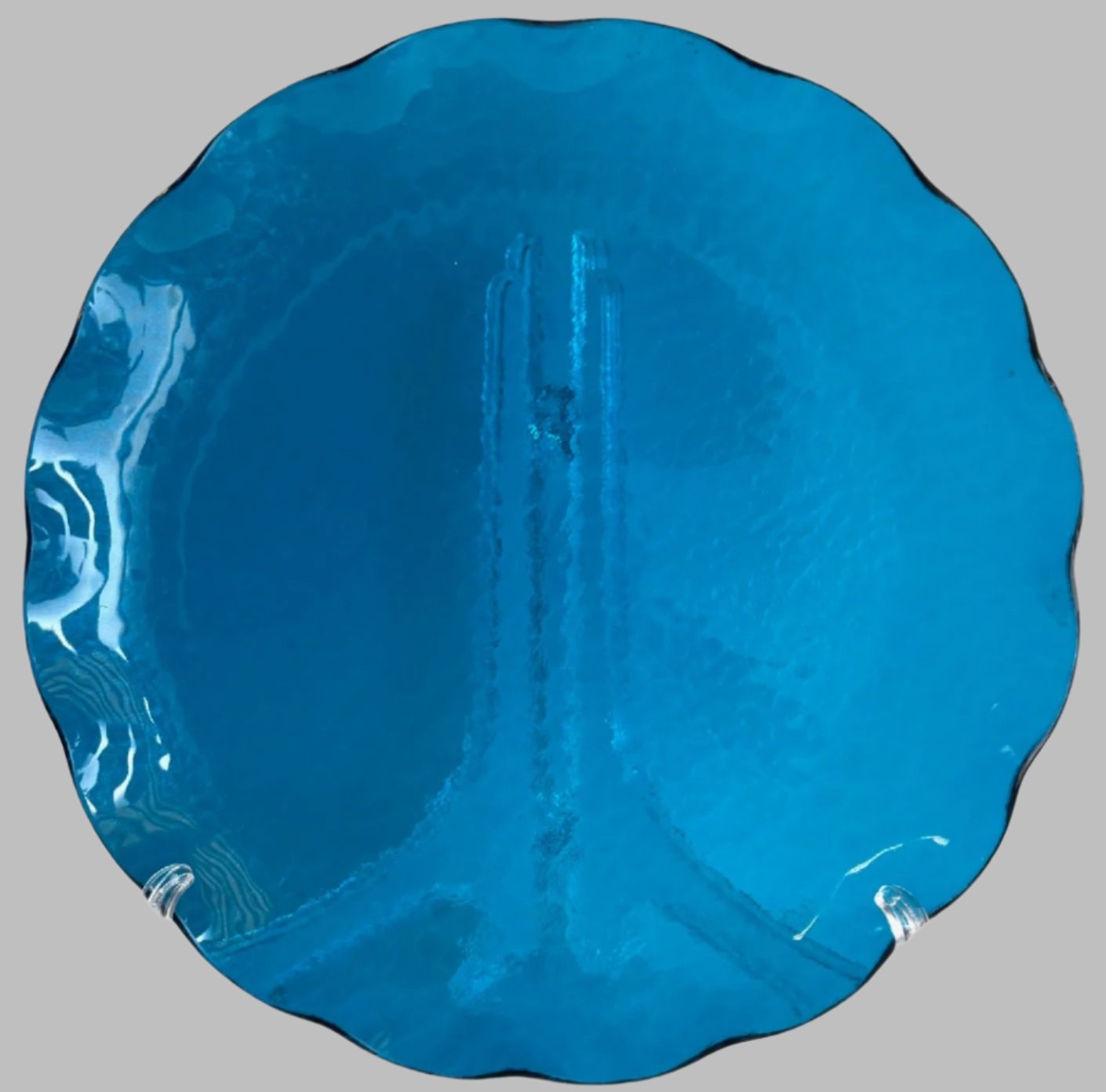 Turquoise Scalloped Glass Plate