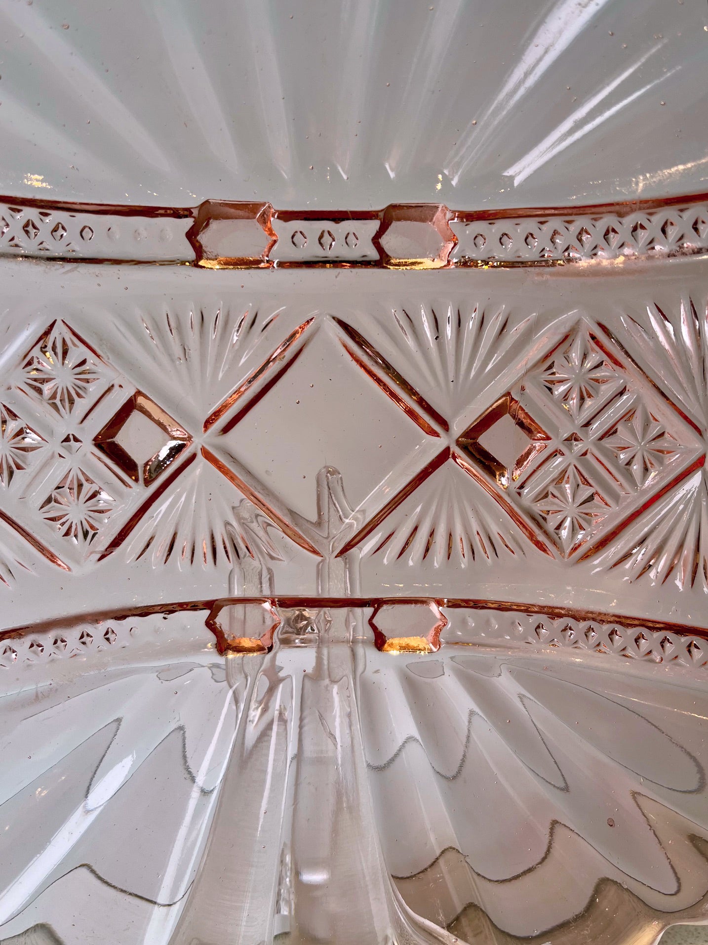 Art Deco Pink Depression Glass Plate