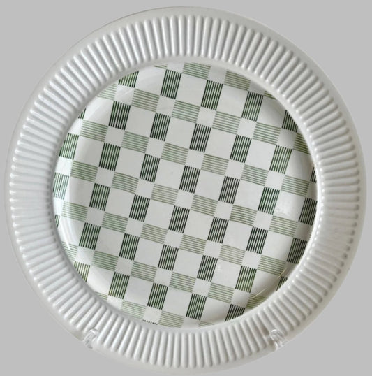 Crown Lynn Green Gingham Dinner Plate