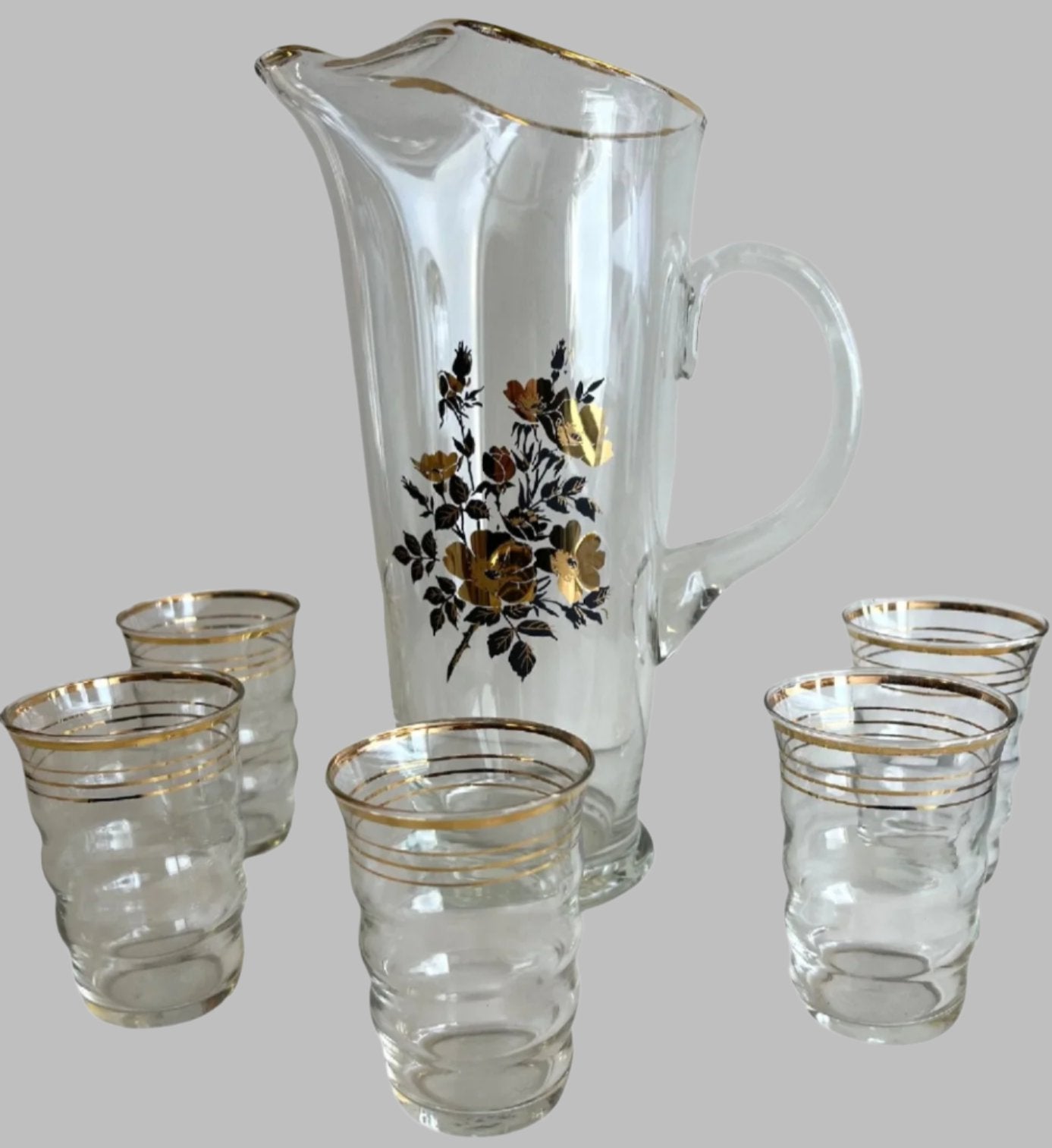 1960s Water Jug and 5 Glasses