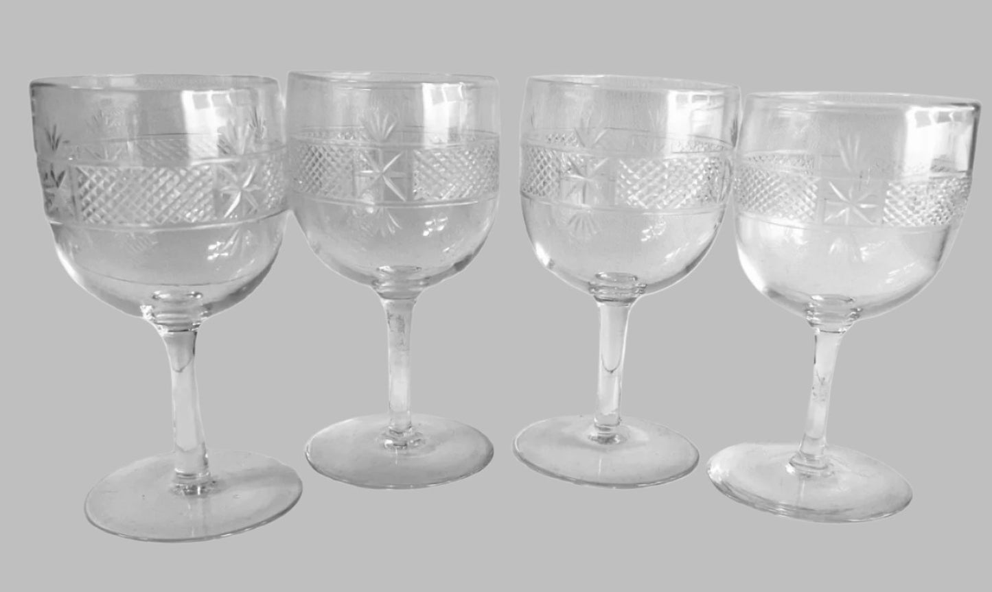 Victorian Cut Pattern Wine Glasses.