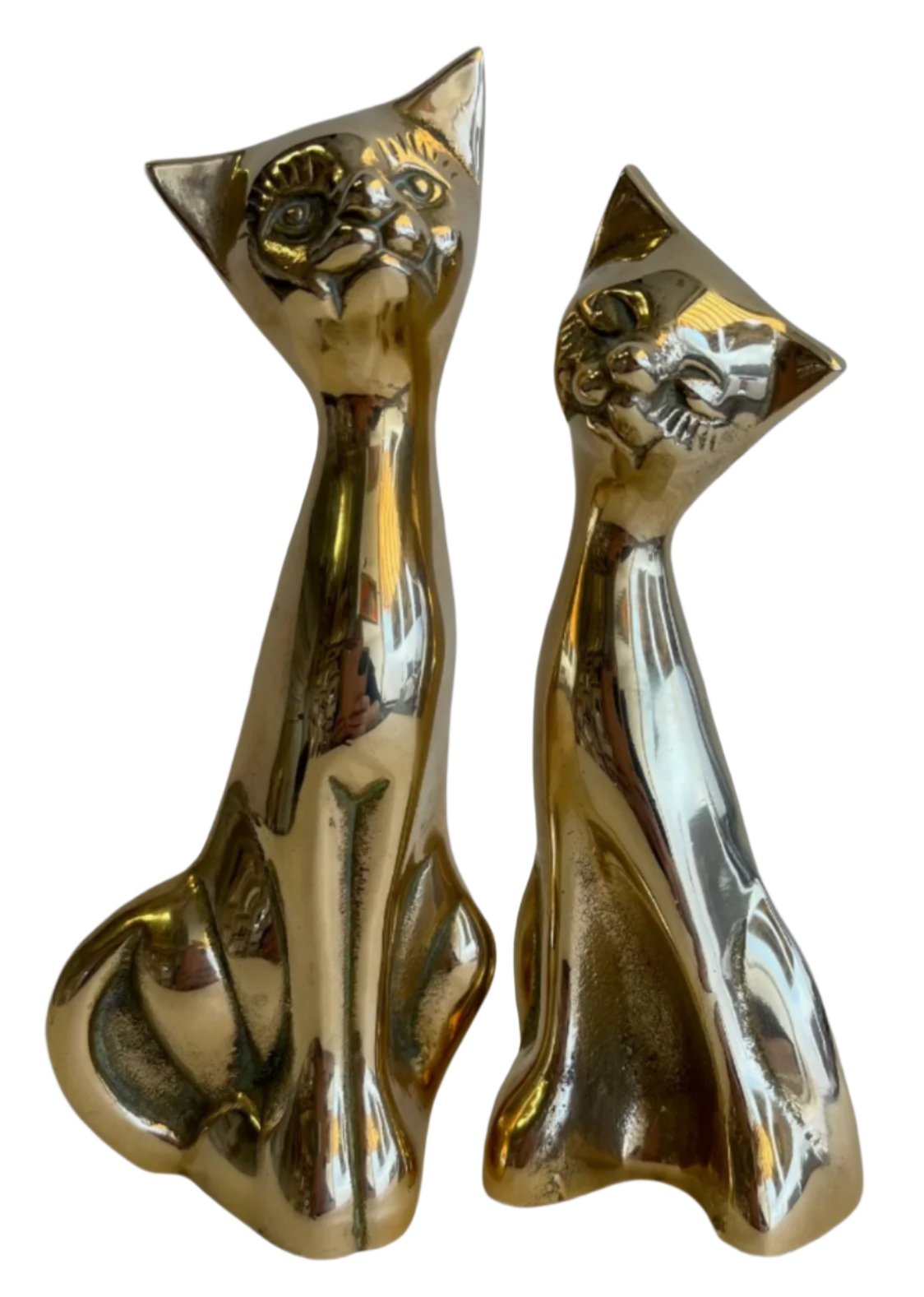 Mid Century Brass cat Figurines 