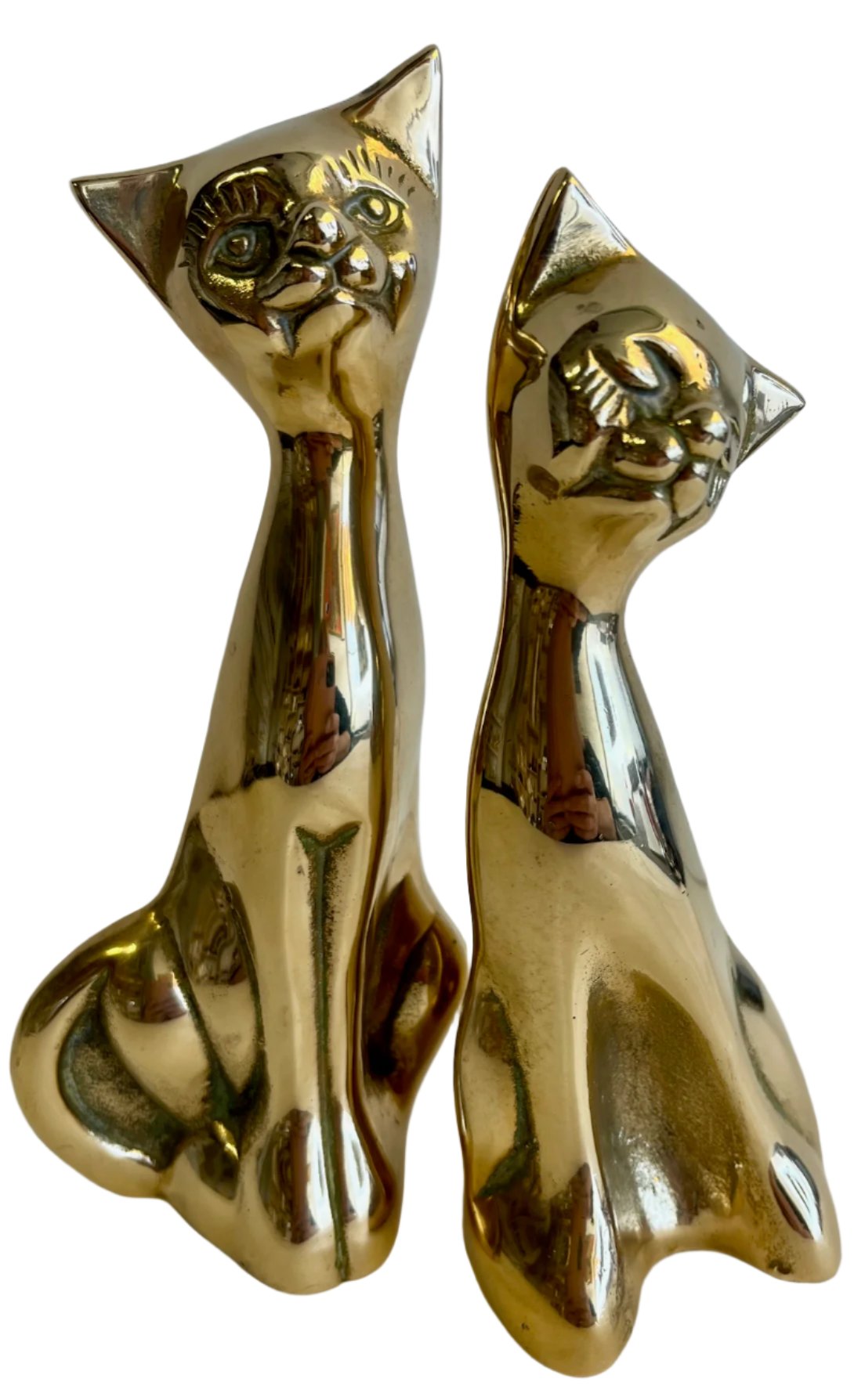 Mid Century Brass cat Figurines 