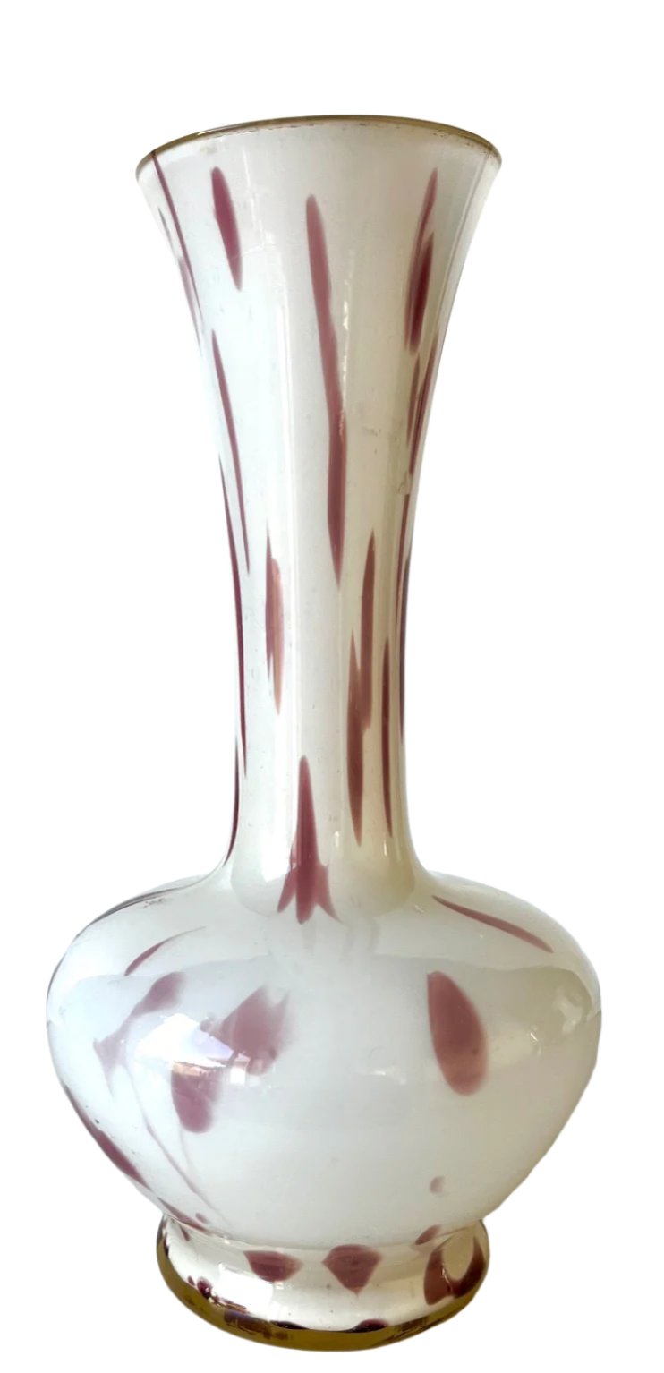 White and Amethyst Splatter Cased Vase