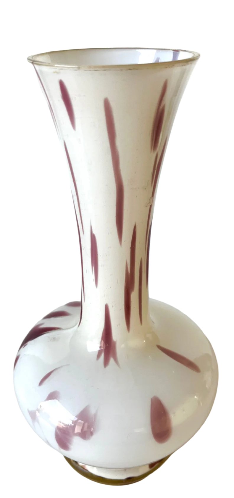 White and Amethyst Splatter Cased Vase