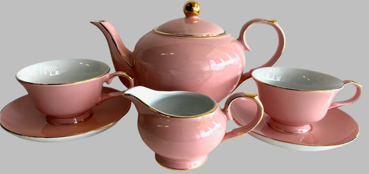 Art Deco Style, Teapot, Milk Jug and Two Cups and Saucers