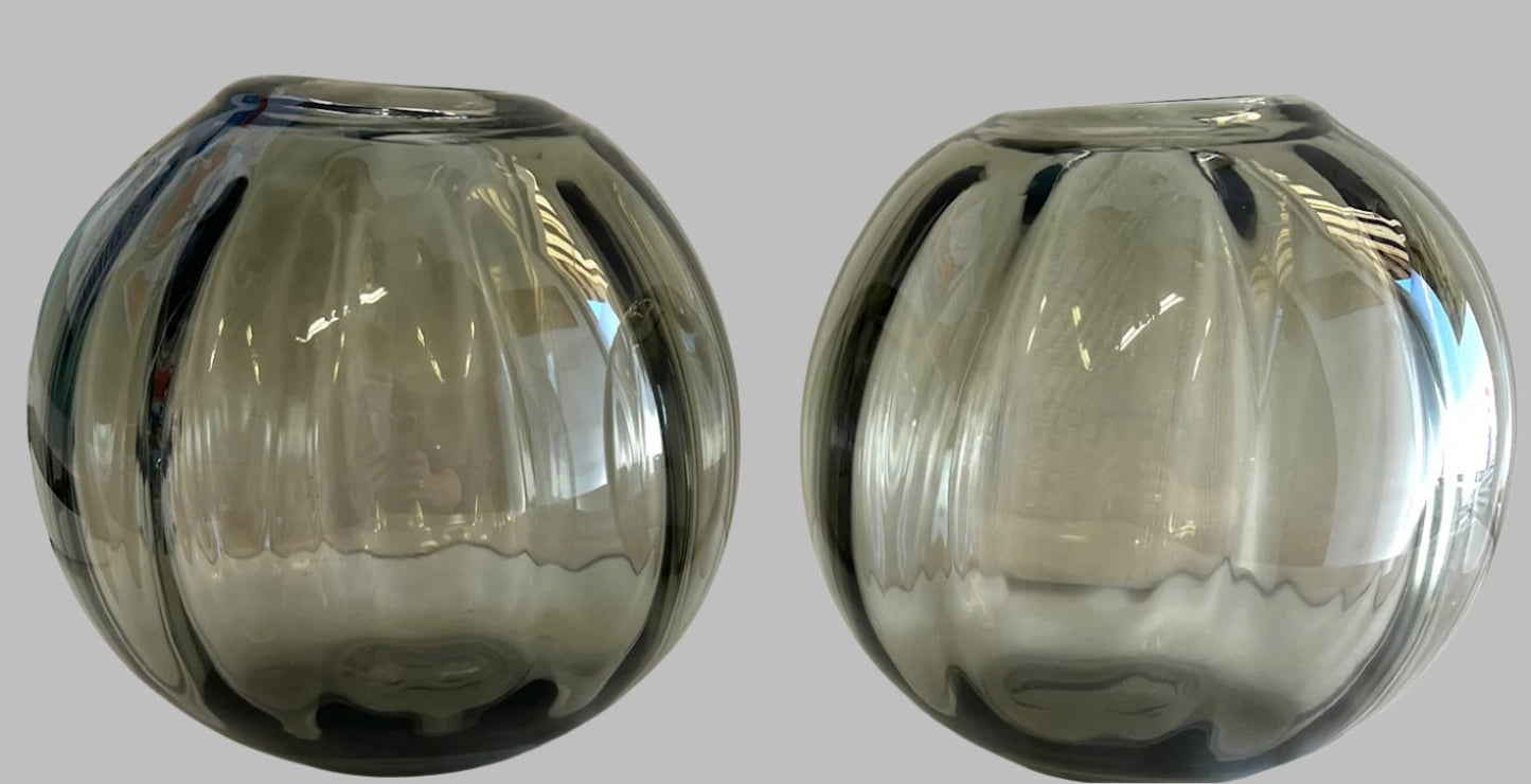 Art Deco Gray Sphere Vase x 2