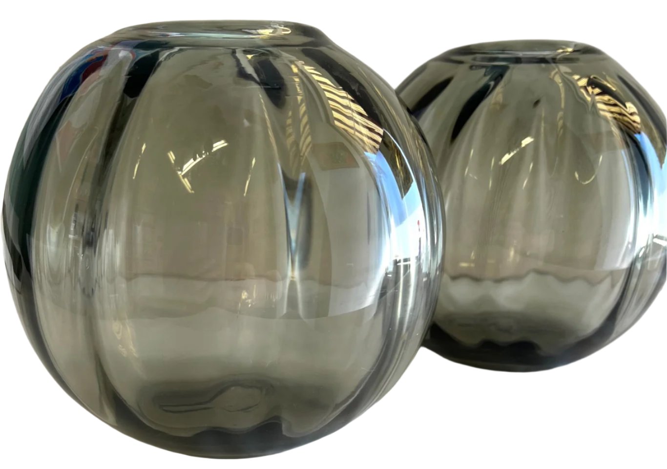 Art Deco Gray Sphere Vase x 2